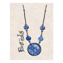 Jumbo Bead Necklace   Blue-004 Post Card
