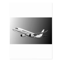 jumbo jet plane airplane aircraft flying flight post card