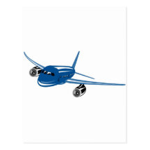 jumbo jet plane airplane aircraft flying flight post card