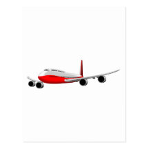 jumbo jet plane airplane aircraft flying flight post card