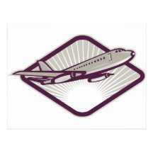 jumbo jet plane airplane aircraft flying flight postcards