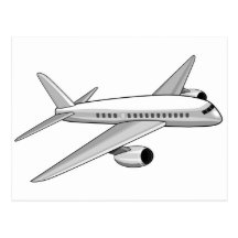 jumbo jet plane airplane aircraft flying flight post card