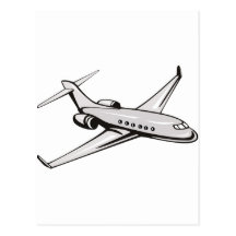 jumbo jet plane airplane aircraft flying flight postcard