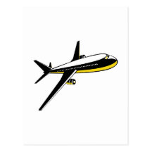jumbo jet plane airplane aircraft flying flight postcard