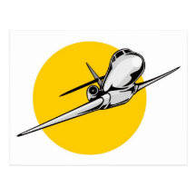 jumbo jet plane airplane aircraft flying flight post card