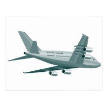 jumbo jet plane airplane aircraft flying flight postcards