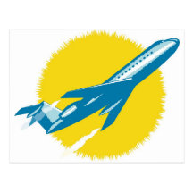 jumbo jet plane airplane aircraft flying postcards