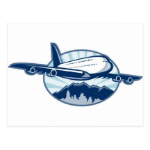 jumbo jet plane airplane aircraft post card
