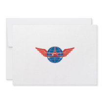 Jumbo Jet Plane Front Wings Globe Custom Invite