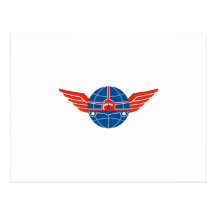 Jumbo Jet Plane Front Wings Globe Postcard