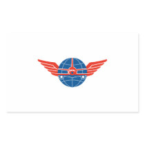 Jumbo Jet Plane Front Wings Globe Rectangular Sticker