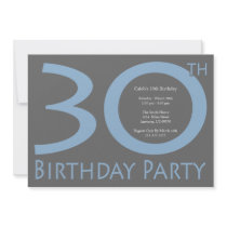Jumbo Numbers Birthday Party (Blue / Grey) Custom Invites