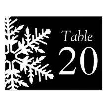 Jumbo Snowflake Table Numbers (Black / White) Postcards