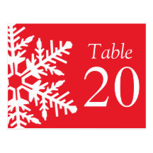 Jumbo Snowflake Table Numbers (Red / White) Post Cards