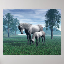 Jument et poulain affiche