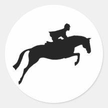 Jumper Horse Silhouette Round Stickers