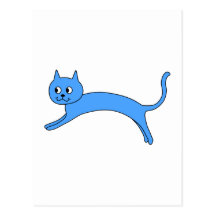 Jumping Blue Cat. Postcard