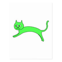 Jumping Bright Green Cat. Postcard