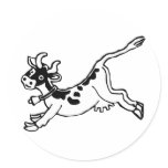 Jumping Cow Round Stickers