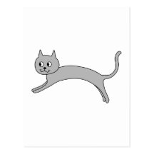 Jumping Grey Cat. Post Cards