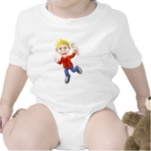 Jumping happy man and scroll shirt