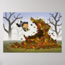 “Jumping into Leaves” Poster