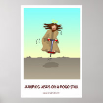 Jumping Jesus on a Pogo Stick Print