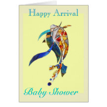 Jumping Koi Baby Shower Invitation Greeting Cards