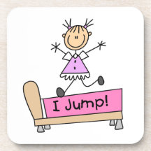 Jumping on the Bed Stick Figure Girl Beverage Coasters
