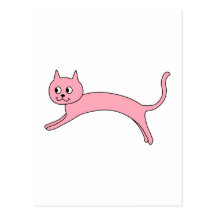 Jumping Pink Cat. Post Cards