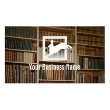 Jumping Rabbit Bookshelf Background Business Card