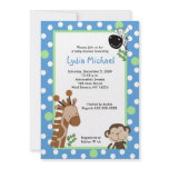 JUNGLE ADVENTURE BLUE Safari Baby Shower Invitations
