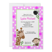 JUNGLE ADVENTURE PINK Safari Baby Shower Personalized Invitation
