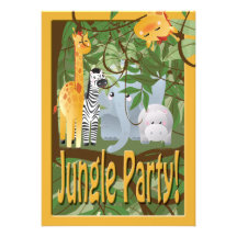 Jungle Animals Safair Birthday Party Invite