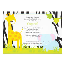 Jungle Animals Safari Baby Shower Invitation