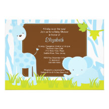 Jungle Animals Safari Boy Baby Shower Invitation