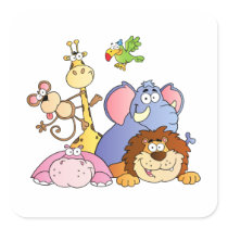 Jungle Animals Square Sticker