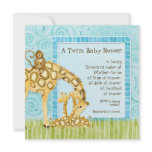 Jungle Babies Giraffe Baby Twins Shower Invitation