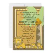 Jungle Baby Lion Twins Shower Party Zoo Safari Personalized Announcements