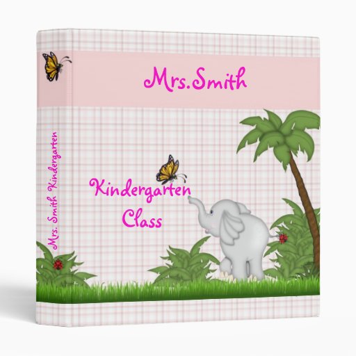 Jungle Elephant Binder ~ pink plaid