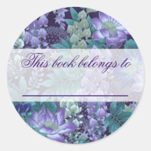 Jungle Flowers Bookplate Round Stickers