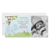 "Jungle Friends"  Birth Announcements Photo Greeting Card