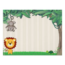 Jungle Friends Tan Note Cards Custom Invites