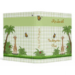 Jungle Giraffe 1 inch Avery Binder ~ Green Plaid