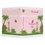 Jungle Giraffe 1 inch Avery Binder ~ pink hearts