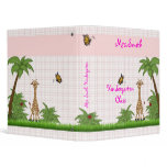 Jungle Giraffe 1 inch Avery Binder ~ pink plaid