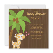 Jungle Giraffe Neutral Baby Shower Invitations