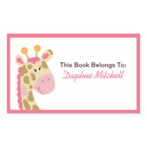 Jungle Giraffe (Pink) Custom Book Plate Sticker