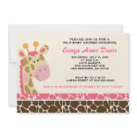 Jungle Giraffe Print (Pink) Baby Shower 5x7 Invite