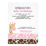 Jungle Giraffe Print (Pink) Birthday Party Invite